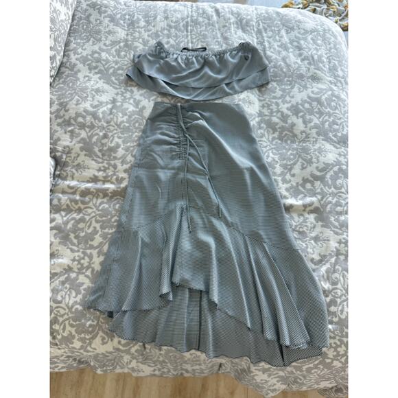 Super Cute Club Monaco Two Piece Black/White Gingham Skirt and Halter Set - Picture 4 of 8